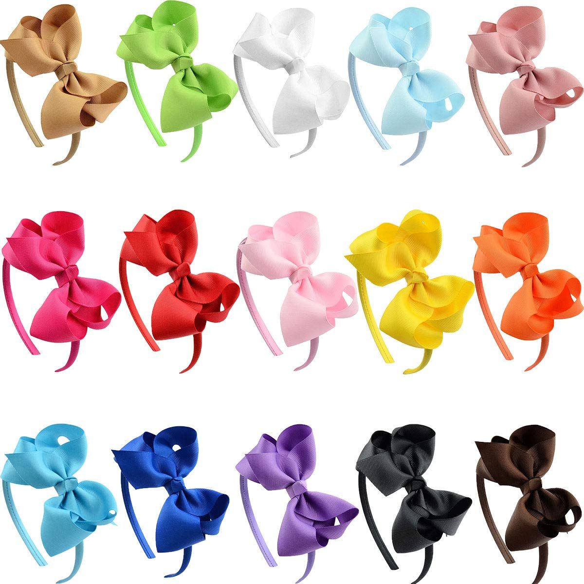 DeD 15 Pack Hair Bows Plastic Hair Headband Grosgrain Ribbon Headbands Hair Hoops Hair Accessorie... | Amazon (US)