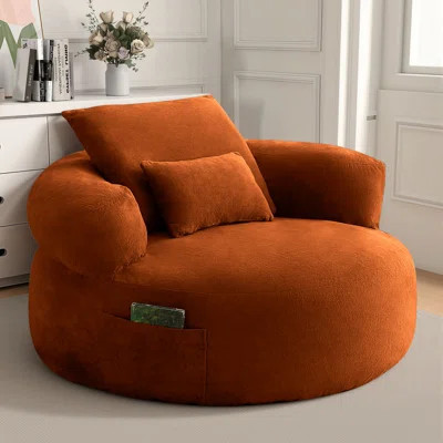 Oversized Round Boneless Chaise Lounge Chair With Side Storage Pocket | Wayfair North America
