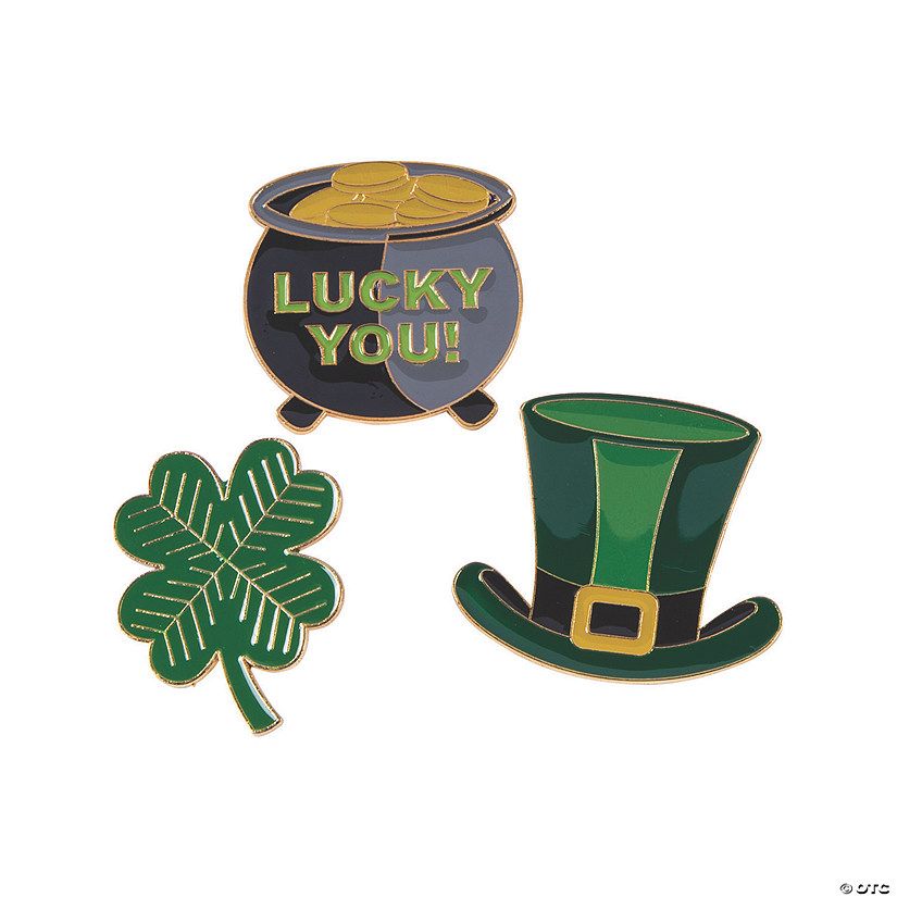 Jumbo St. Patrick’s Day Enamel Pins - 12 Pc. | Oriental Trading Company