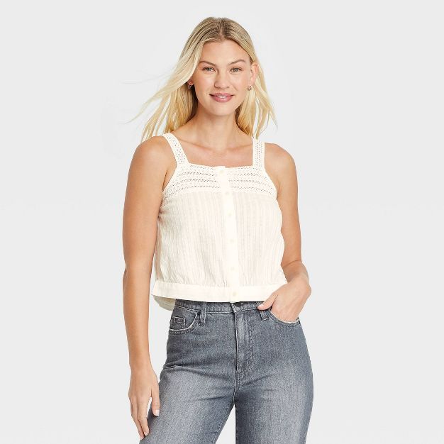Women's Button-Front Cropped Tank Top - Universal Thread™ | Target
