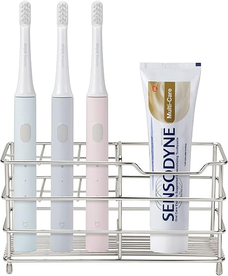 Amazer Electric Toothbrush Holder, Stainless Steel Toothpaste and Toothbrush Holder with Multi-Fu... | Amazon (US)