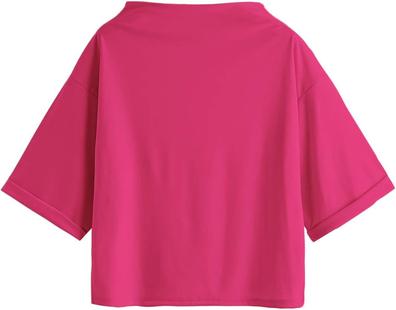 SweatyRocks Women's 3/4 Sleeve Mock Neck Basic Loose T-Shirt Elegant Top | Amazon (US)