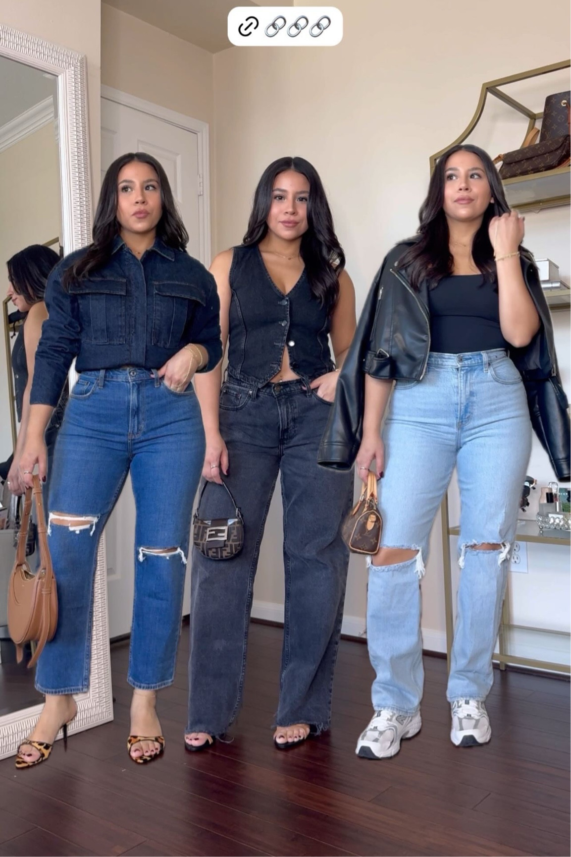 Abercrombie denim 30% off + extra 25% off w code AFLTK during ltk spring sale 
Wearing a size 27 short in all jeans 
Black denim vest: small
Grey cardigan: xs 
Denim boxy jacket: xs 
Black faux leather moto  jacket: small 
Tan & black heels: 6.5 
Leopard print kitten heels: 6.5 
New balance sneakers: 4.5 men 
Mesh flats: 6.5 
Curve love jeans 
Abercrombie denim 
Must have denim 
Petite friendly jeans 

#LTKSaleAlert #LTKSpringSale #LTKPetite