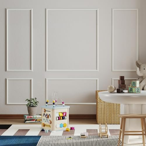 JBER Peel and Stick Wall Molding Kit of 6 pcs, Pre-Cut Wall Molding Ready-to-Assemble Wainscoting... | Amazon (US)