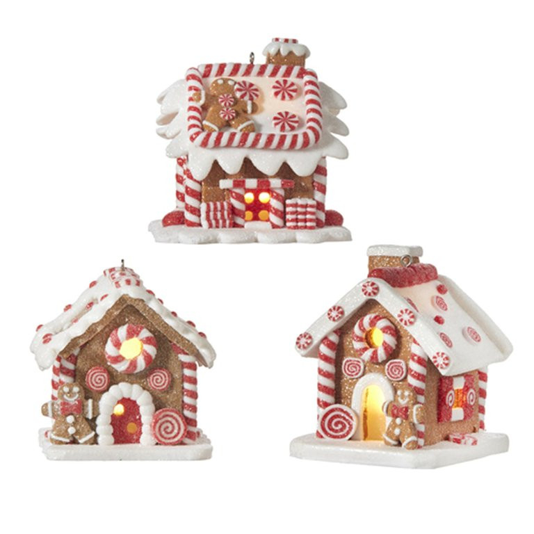 Raz Imports Peppermint Parlor 3.25" Lighted Gingerbread House Ornament, 3 Asst - Walmart.com | Walmart (US)