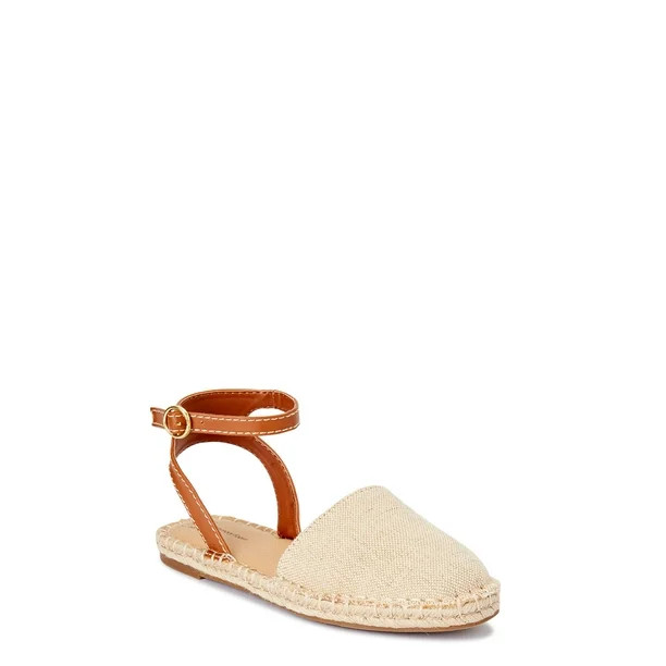 Time and Tru Women's Ankle Strap Espadrille Flats (Wide Width Available) | Walmart (US)