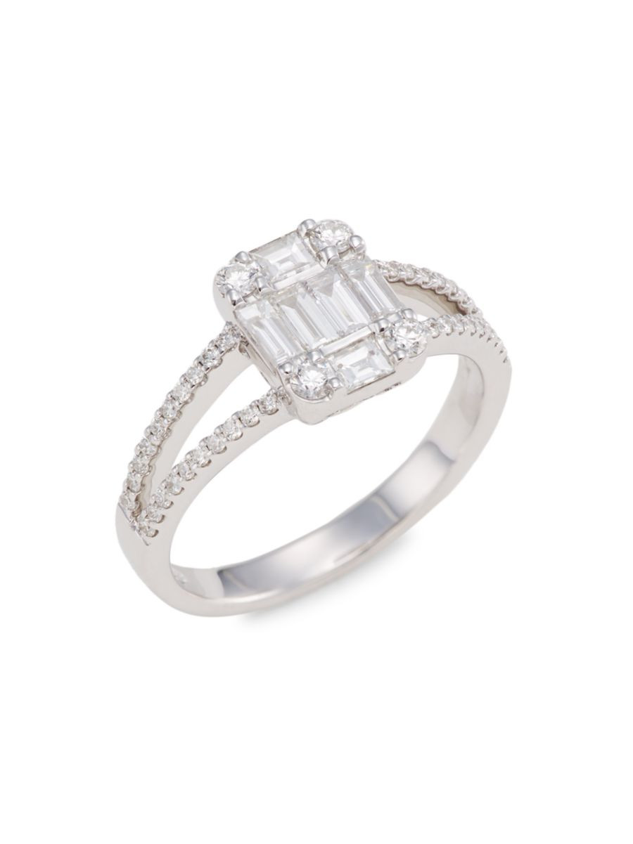 14K White Gold & 0.90 TCW Diamond Ring | Saks Fifth Avenue