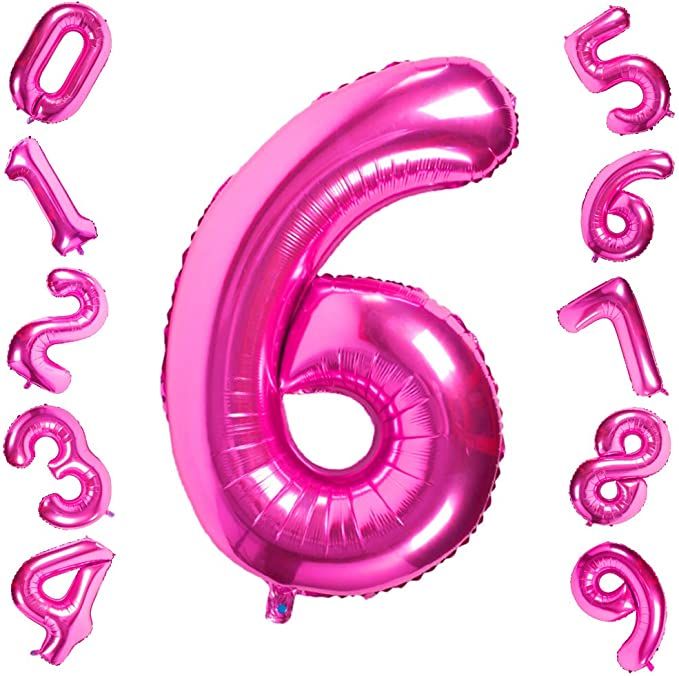 Pink 6 Balloons,40 Inch Birthday Foil Balloon Party Decorations Supplies Helium Mylar Digital Bal... | Amazon (US)