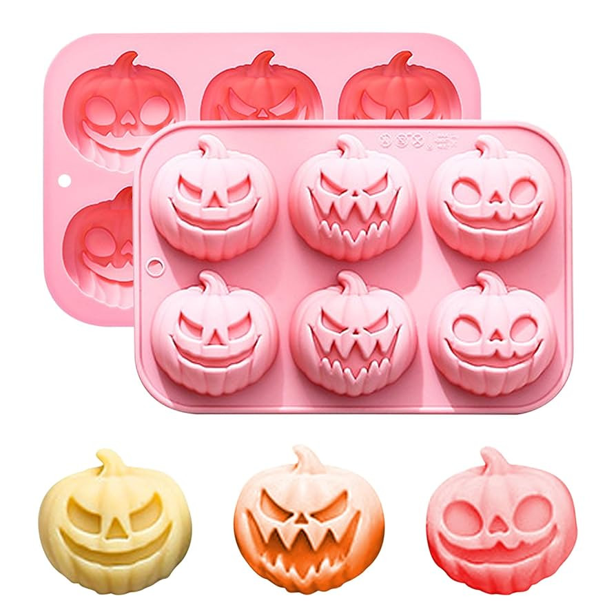 Pumpkin Mold for Halloween, Non-Stick Jack-O-Lantern Silicone Mold, 6-Cavity Halloween Molds for ... | Amazon (US)