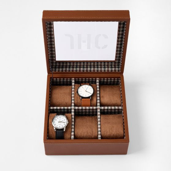 Leather and Houndstooth Watch Box | Mark and Graham