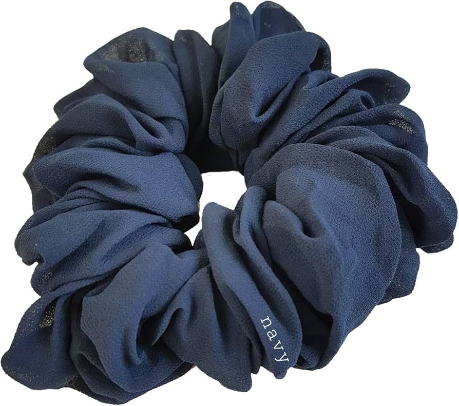 Large Plain Color Chiffon XL Jumbo Hair Scrunchies For Hair Ponytail Holder Bobbles Elastic Color... | Amazon (UK)
