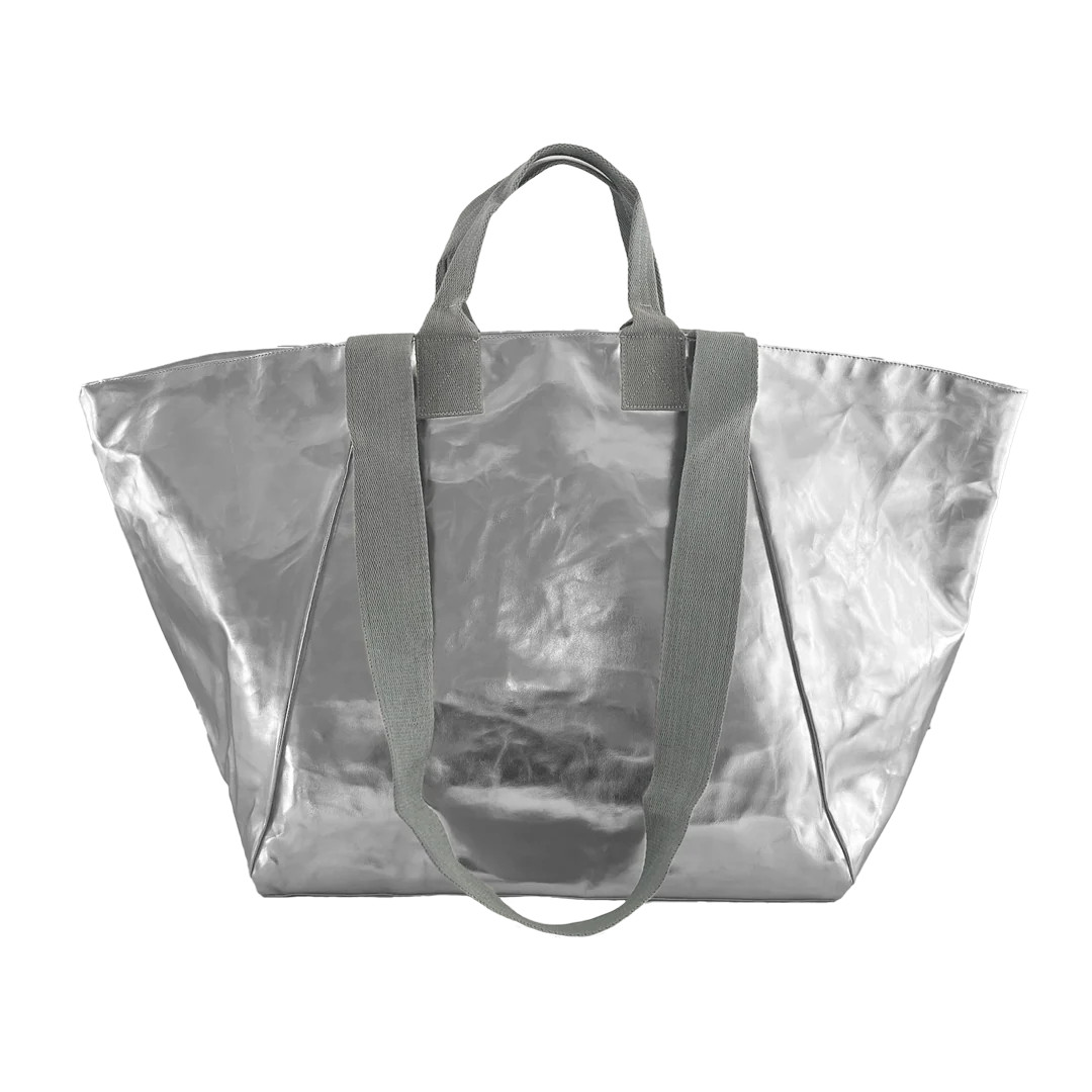 Silver Metallic Tote Bag with two sets of handles | Quilted Koala
