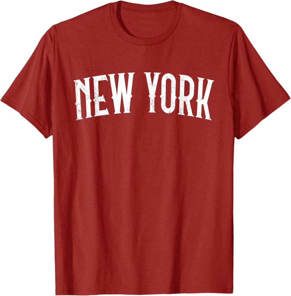 New York City NY White Distressed Text Vintage Retro T-Shirt | Amazon (US)