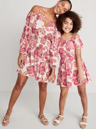 Cold-Shoulder Tiered Swing Dress for Girls | Old Navy (US)