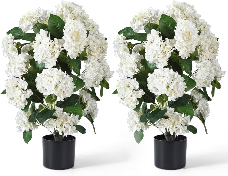Hydrangea Artificial Tree 30" Faux Plants in Pot 2 Pack | Amazon (US)