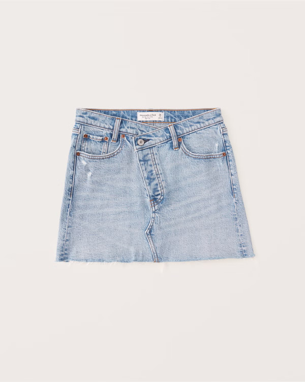 Classic Crossover Waistband Denim Mini Skirt | Abercrombie & Fitch (US)