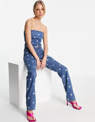 Envii heart printed jeans in blue denim - part of a set | ASOS (Global)