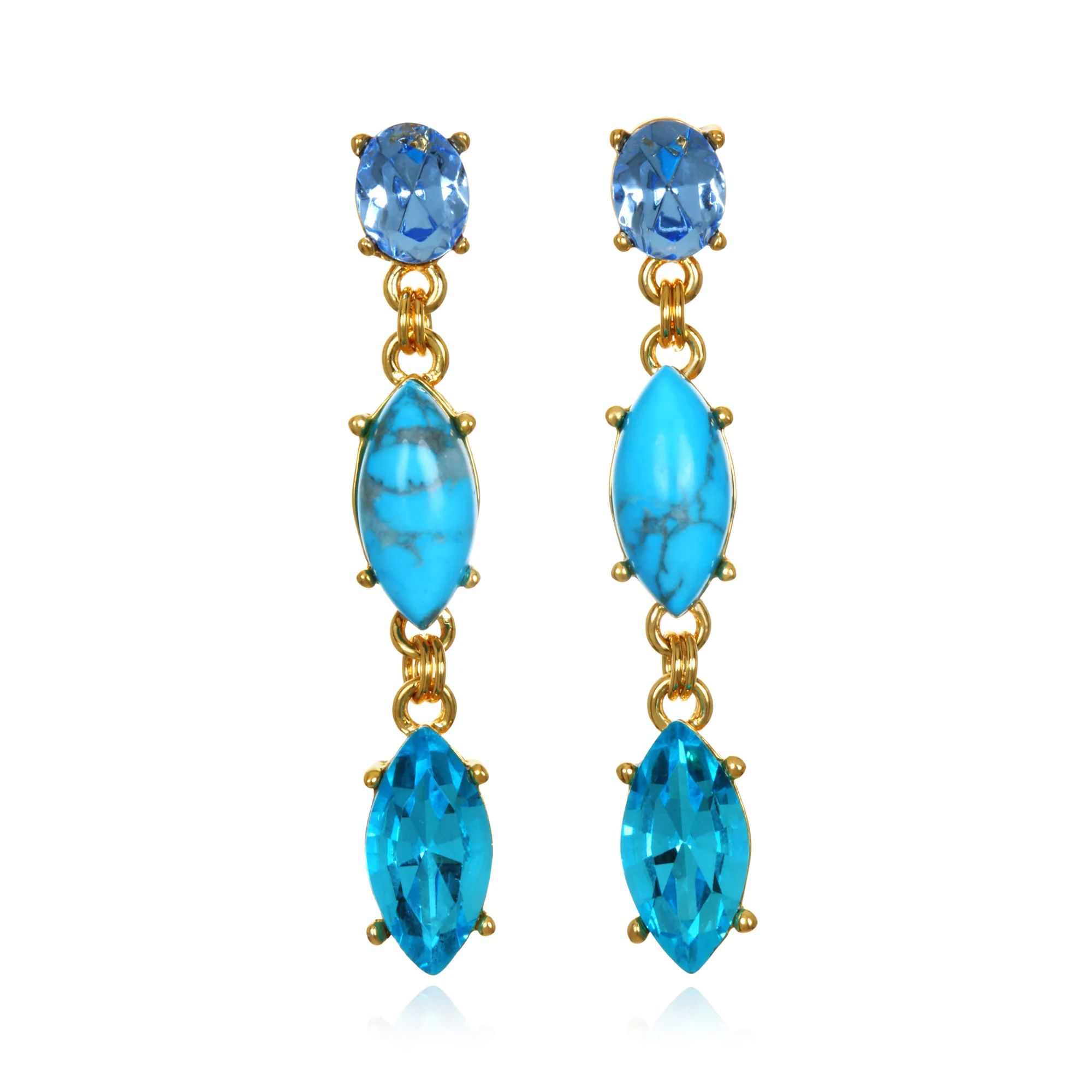 Jeweled Turquoise Drop Earrings | Sequin