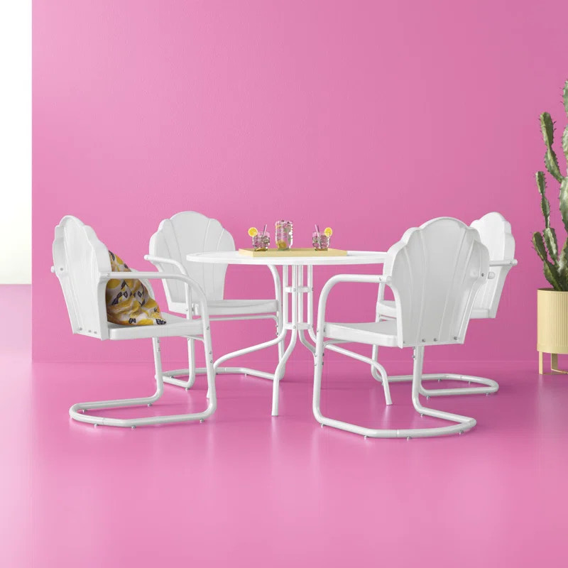 Steyning 4 - Person Metal Patio Dining Set with Extendable Round Table | Wayfair North America