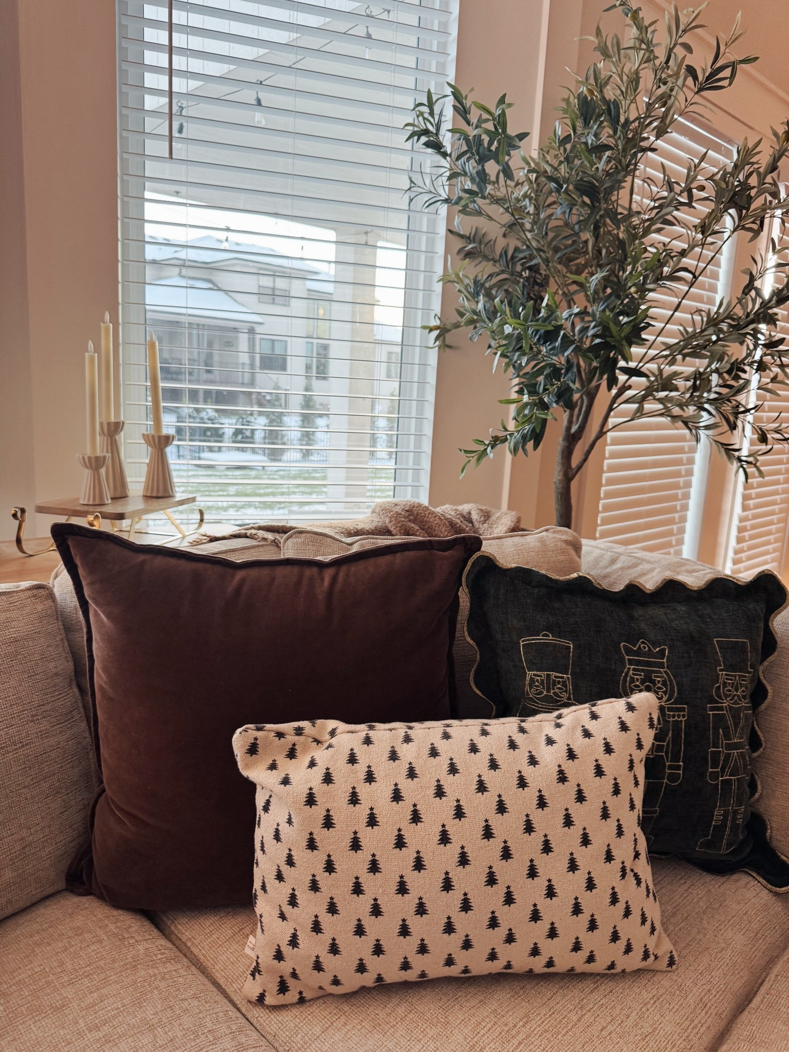 Loving this cozy corner! Randomly found these brown velvet pillows at Kohls a few weeks ago and I’m loving them! They also have different colors! 😍 

#LTKHoliday #LTKSaleAlert #LTKHome