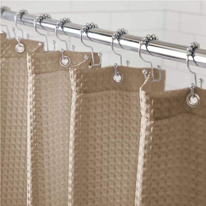 Gorilla Grip Waffle Shower Curtain, Thick Weighted Fabric, 72x78, Wrinkle and Rust Resistant, Cla... | Amazon (US)