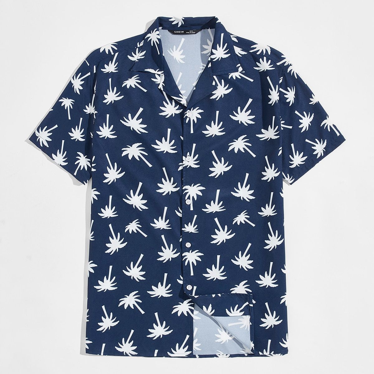 Men Notched Collar Tropical Print Shirt | SHEIN