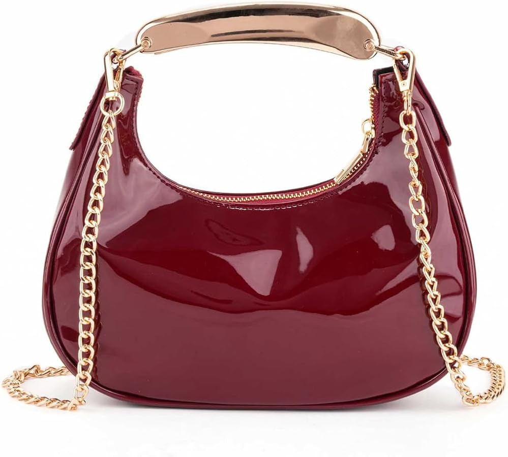 Small Top Handle Bags for Women Patent Leather Crossbody Purses Cute Ladies Handbags Crescent Cro... | Amazon (US)