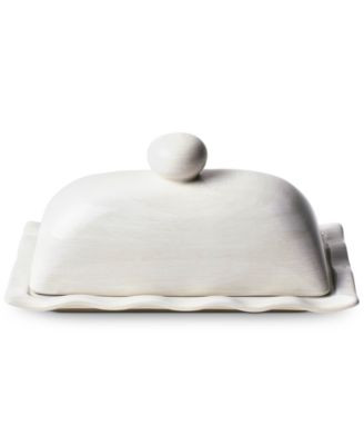 Coton Colors by Laura Johnson Signature White Ruffle Domed Butter Dish - White | Macy's