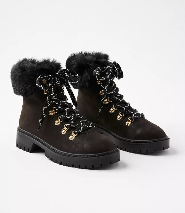 Faux Fur Trim Hiking Boots | LOFT
