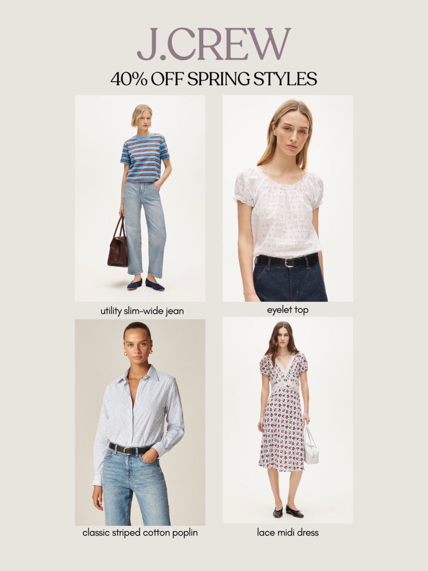 [3/4/26] @J.Crew sale up to 40% off my favorite spring finds! jeans, cute tops, dresses & more 😍😍

#LTKspring #LTKootd #LTKSaleAlert