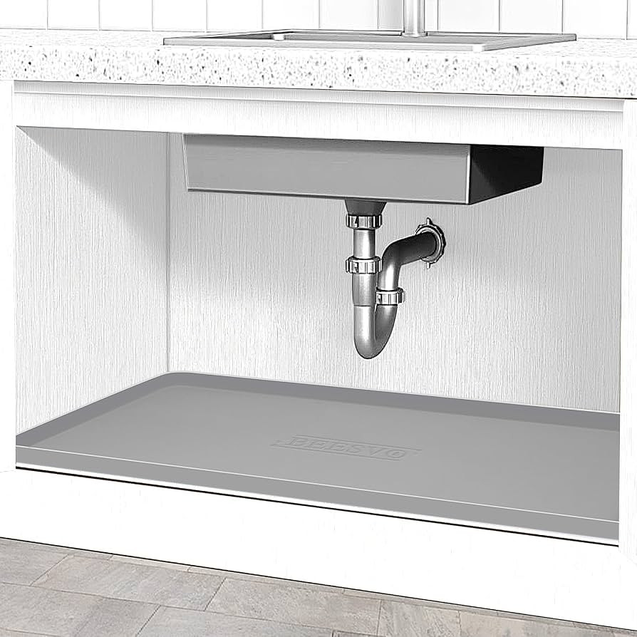 Under Sink Mat for Kitchen Waterproof, 34" x 22" Silicone Under Sink Liner Kitchen & Bathroom Cab... | Amazon (US)