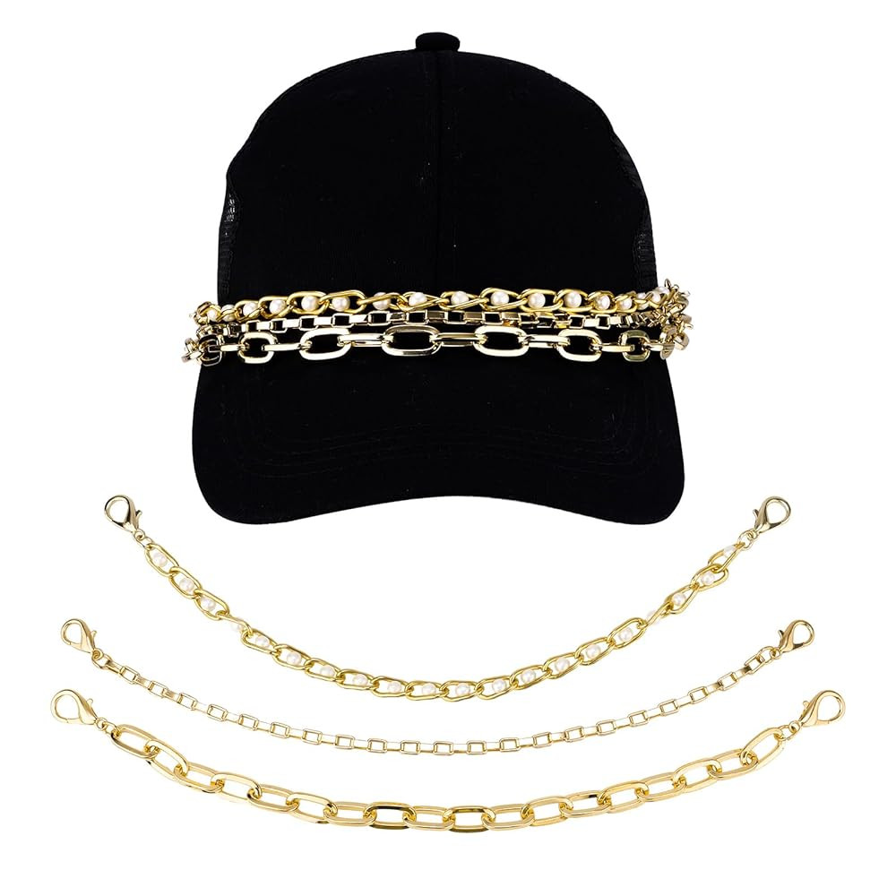 3pcs Metal Chains for Baseball Cap Decoration - Easy to Take Off Hat Chain Charms - Fashionable T... | Amazon (US)