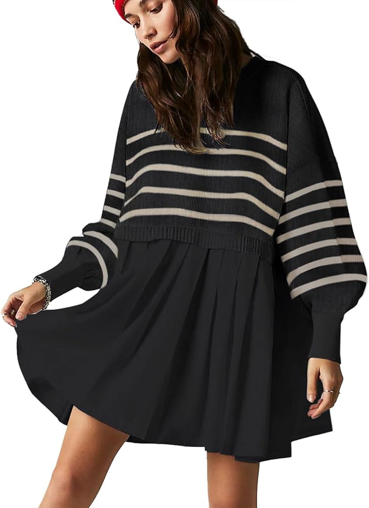 Womens Oversized Sweater Dress Spring Fall Trendy Long Sleeve Crewneck Pullover Tops Relaxed Fit ... | Amazon (US)