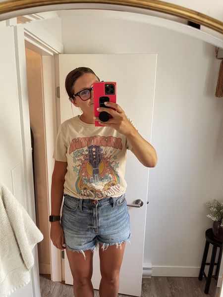 🎯Target outfit!🎯  I’ve been wearing this Nashville t-shirt ever since I found it at my local Target, and I. Am. Obsessed. I love country music, so this graphic tee is my JAM (literally). My shorts are also from Target - this is such an easy throw on on go sumer outfit. #targetstyle #targetfashion #target #targetrun #targetclothes #shirts #ootd #wiw #minimalist #style Target try on. Target haul. Target outfit. Affordable fashion. Target outfit ideas. Summer fashion 2023. Summer outfits 2023. Women's High-Rise Vintage Midi Jean Shorts - Universal Thread.
 zoe and liv graphic t shirts. #targetfinds #Sale Target deals. Minimalist fashion inspiration. Minimalist outfit. #tank #workout #universalthreads Target fashion 2023 fashion. Minimalist outfit ideas. Budget fashion. Affordable fashion. Women's Music City Short Sleeve Graphic T-Shirt - Beige. 

#LTKFind #LTKstyletip #LTKunder50