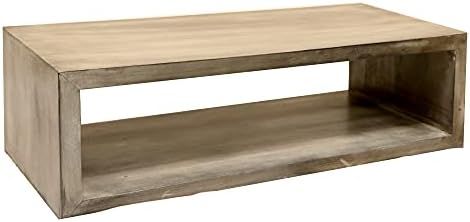 Amazon.com: The Urban Port 58-Inch Cube Shape Wooden Coffee Table with Open Bottom Shelf, Charcoa... | Amazon (US)