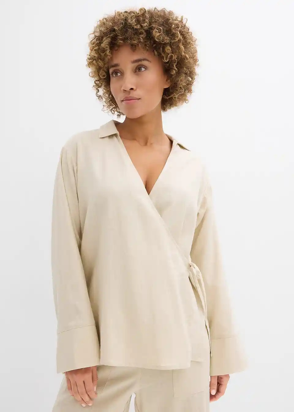 Wickelbluse aus Leinenmix | Bonprix DE