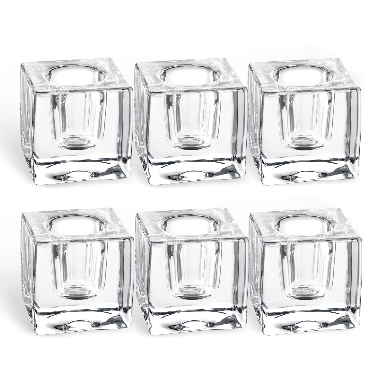 Glass Candle Holder Set of 6 Taper Candle Holders for Candlesticks Clear Crystal Candle Stick Can... | Amazon (US)