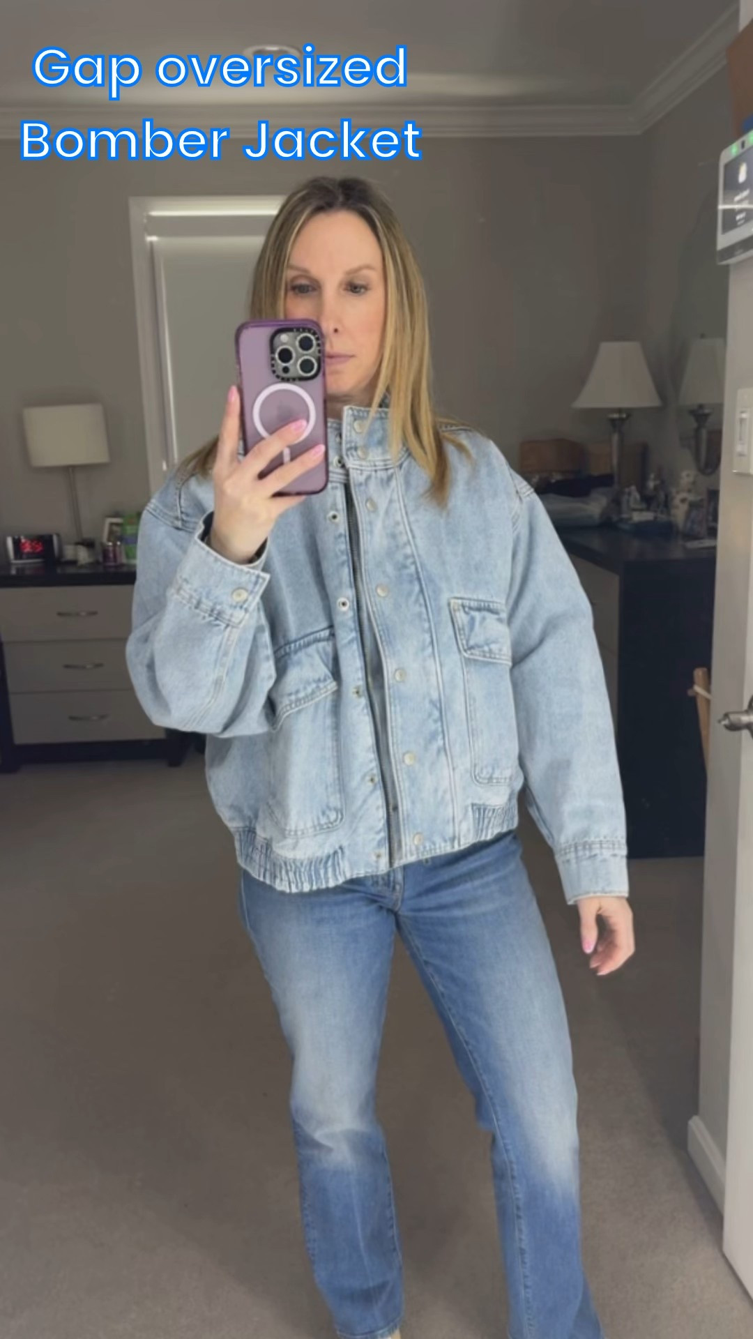 Gap over sized denim bomber jacket
Cute for spring!
Wearing petite medium  

#LTKPetite #LTKOver40