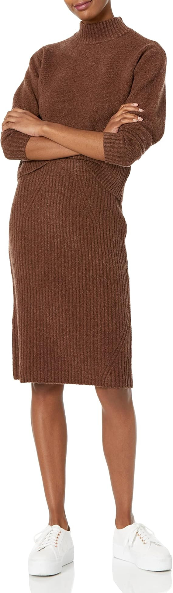 Daily Ritual Women's Cozy Boucle Cropped Crewneck Sweater & Pencil Skirt Set | Amazon (US)
