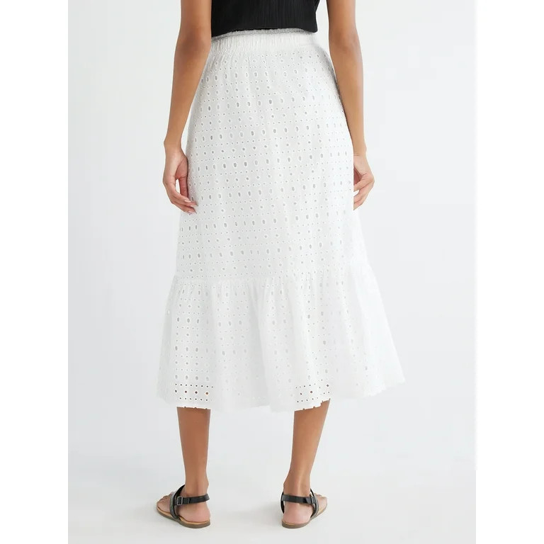 Time and Tru Women's Cotton Eyelet Midi Skirt, Sizes XS-XXXL | Walmart (US)