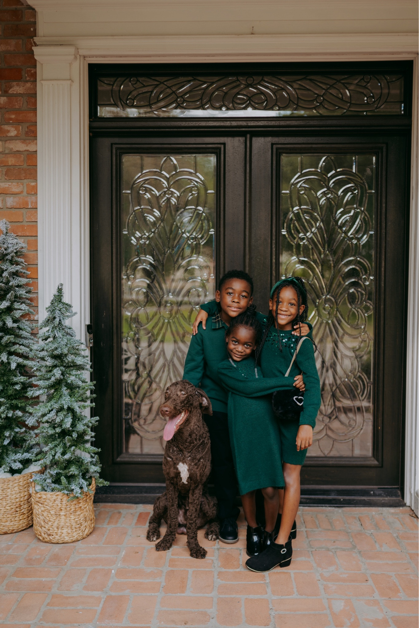 Family Christmas picture outfits: Girls sweater dresses for holiday parties, boys plaid shirt, sweater, and pants. Baskets and Christmas trees 

#LTKkids #LTKfamily #LTKSeasonal
