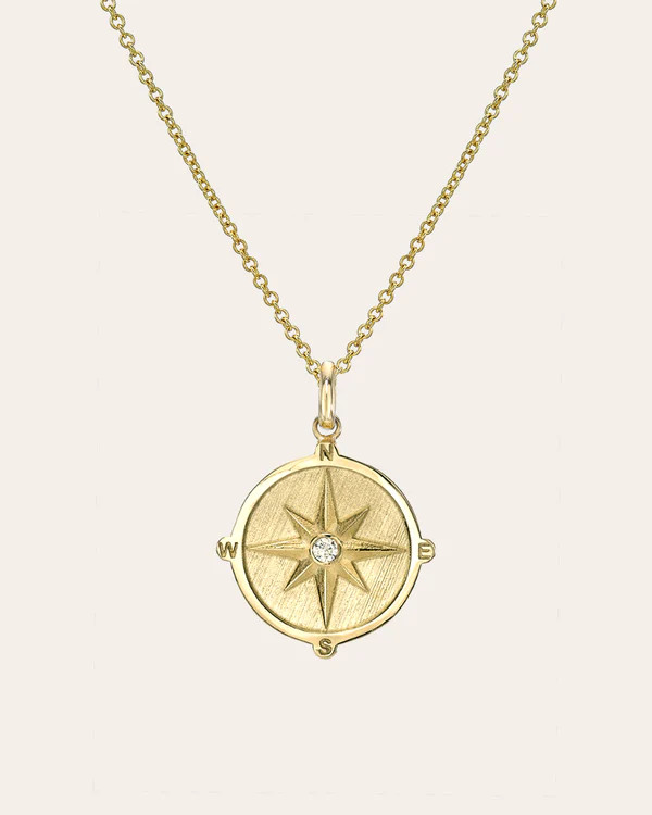 14k Gold Diamond Compass Medallion Necklace | Zoe Lev Jewelry