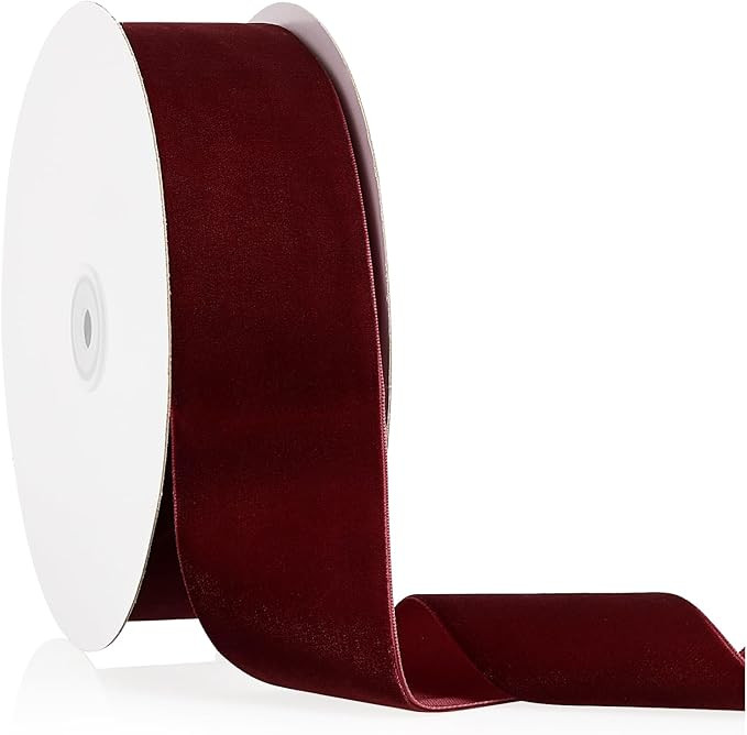Burgundy Velvet Ribbon 2 inch x 20 Yards, Christmas Ribbon Perfect for Christmas Tree Wreath Flow... | Amazon (US)