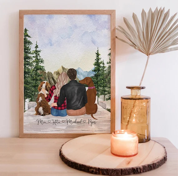 Read the full title
    Printable Personalized Couple portrait with pets, dog illustration custom... | Etsy (US)