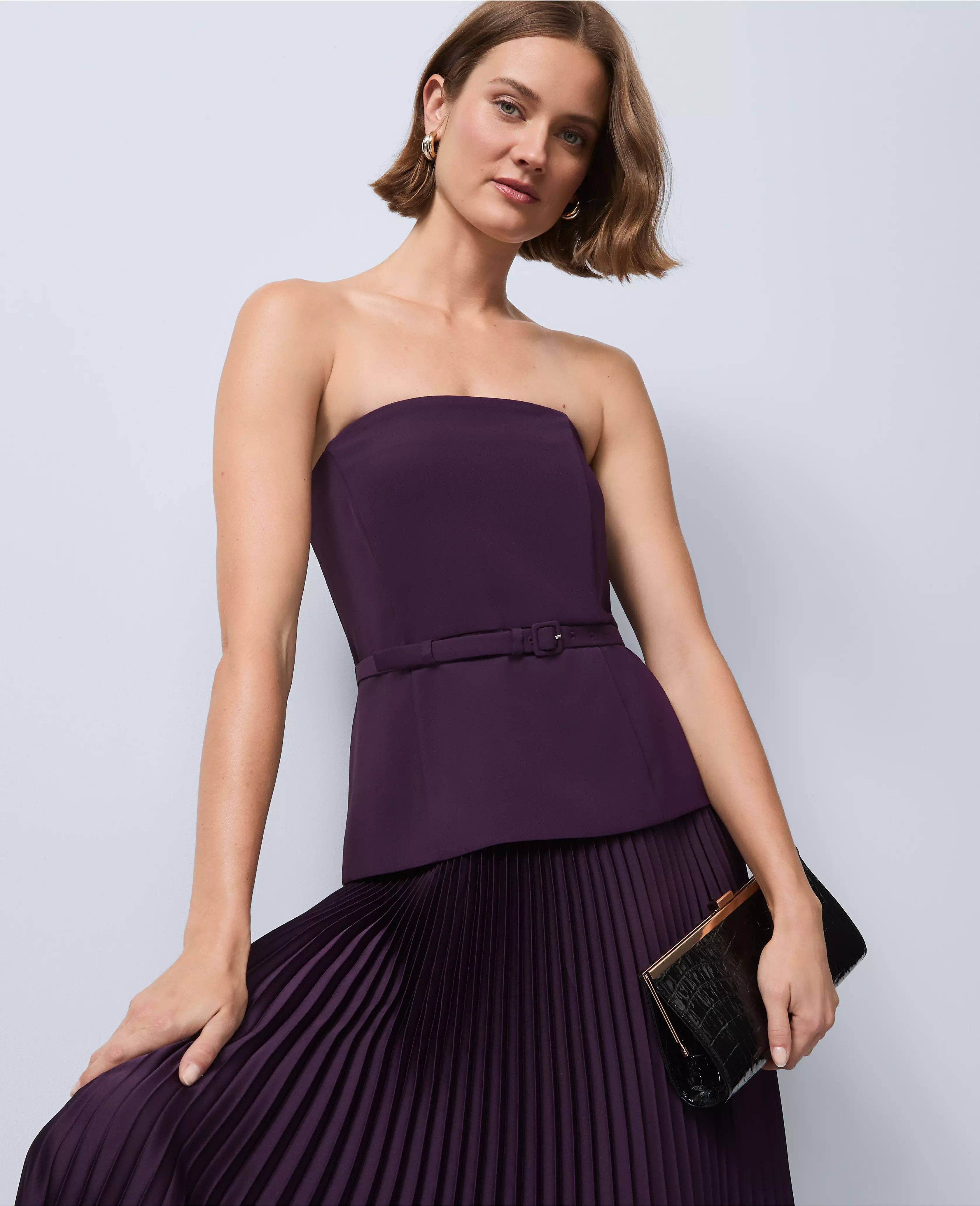 Crepe Pleated Midi Dress | Ann Taylor