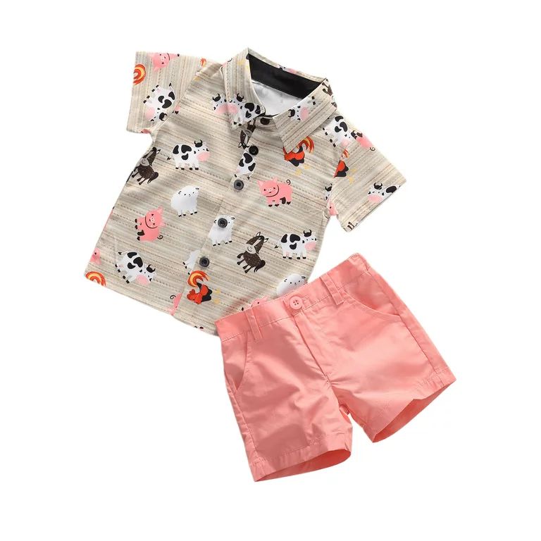 Emmababy Summer Toddler Kids Baby Boy Animal Print Shirt Top Short Pants Outfits Clothes 2PCS Set | Walmart (US)
