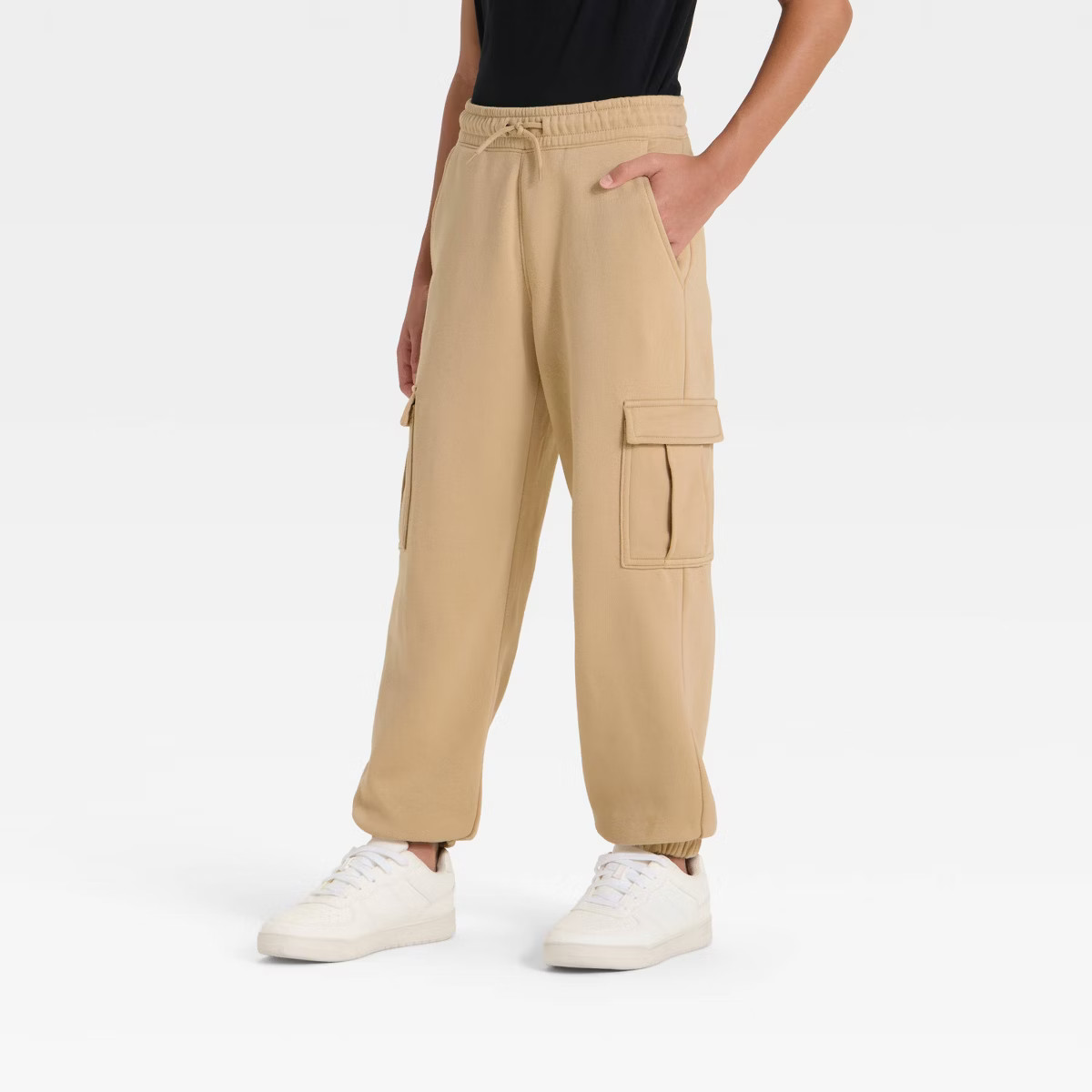 Boys' Mid-Rise Fleece Cargo Jogger Pants - art class™ Gray L | Target