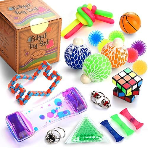 Sensory Toys Set, Fidget Toy Pack for Stress Relief, Anti-Anxiety, Relaxing, and Calming for Kids an | Amazon (US)