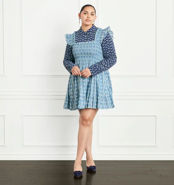 The Elizabeth Nap Dress - Trailing Vine Blue Cotton | Hill House Home