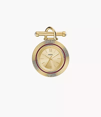 Scarlette Three-Hand Gold-Tone Stainless Steel Watch Brooch | Fossil (US)